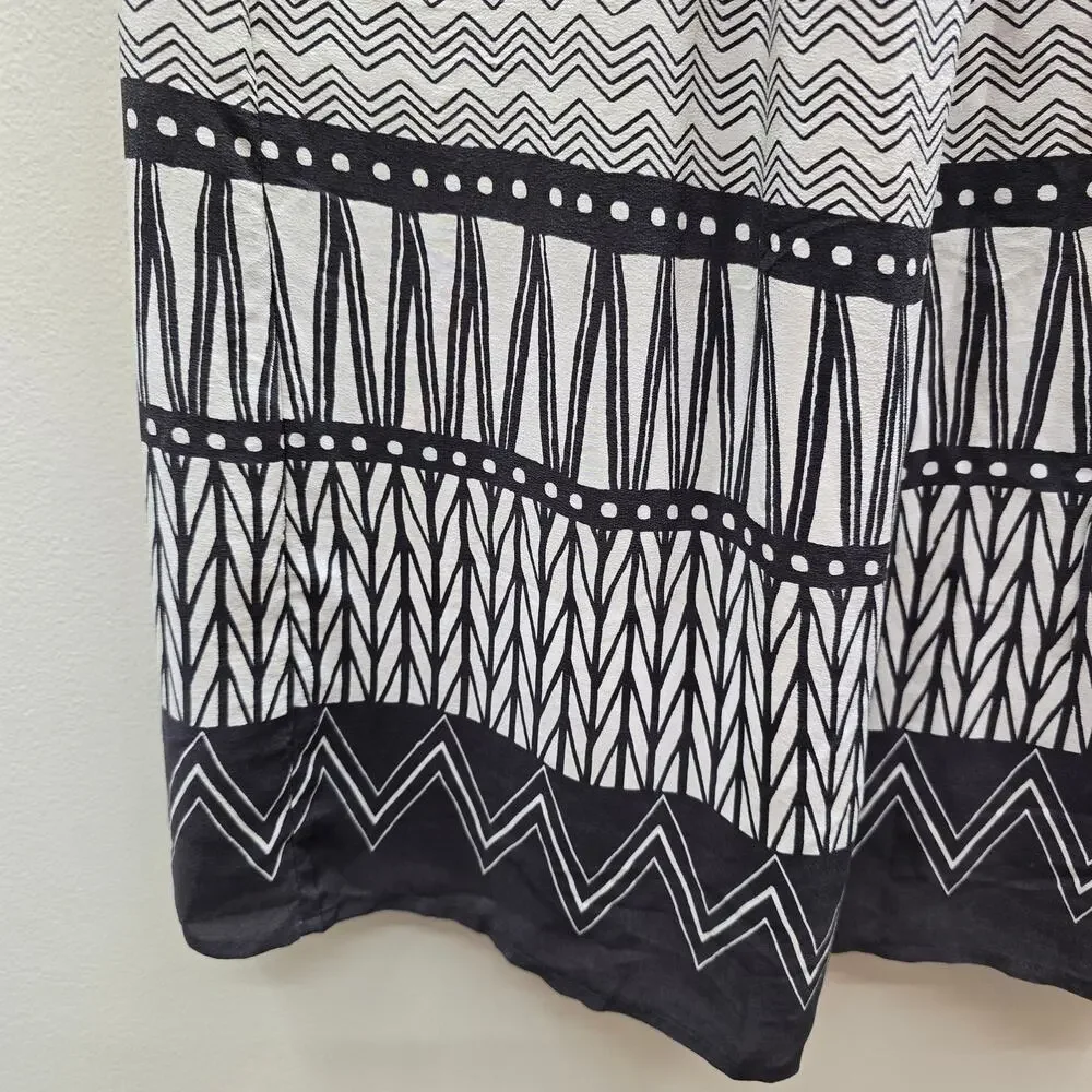 Chico's Black Label 100% Silk Chevron Print Wide Leg Pants Tan Size 1 US Medium